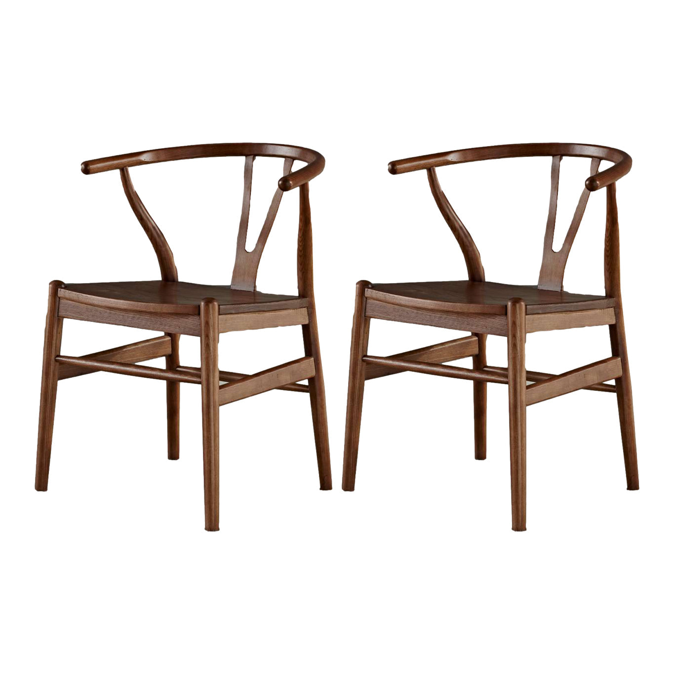 Contemporary Home Wood Arm Chair Natural Wishbone Dining Chair (Set of 2) Walnut Clearhalo ' kitchen&dining_furn' 'Dining Chairs' 'Dining Tables & Seating' 'dining_chair' 'furn' 'furn_dining_chair' 'Furniture' 'furniture_dining_chair' 'Kitchen & Dining Furniture' 'kitchen' 4343286