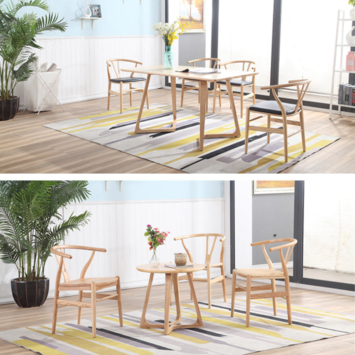 Contemporary Home Wood Arm Chair Natural Wishbone Dining Chair (Set of 2) Clearhalo ' kitchen&dining_furn' 'Dining Chairs' 'Dining Tables & Seating' 'dining_chair' 'furn' 'furn_dining_chair' 'Furniture' 'furniture_dining_chair' 'Kitchen & Dining Furniture' 'kitchen' 4343288