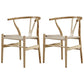 Contemporary Home Wood Arm Chair Natural Wishbone Dining Chair (Set of 2) Natural Wood White Clearhalo ' kitchen&dining_furn' 'Dining Chairs' 'Dining Tables & Seating' 'dining_chair' 'furn' 'furn_dining_chair' 'Furniture' 'furniture_dining_chair' 'Kitchen & Dining Furniture' 'kitchen' 4343289