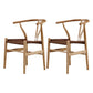 Contemporary Home Wood Arm Chair Natural Wishbone Dining Chair (Set of 2) Natural Wood Khaki Clearhalo ' kitchen&dining_furn' 'Dining Chairs' 'Dining Tables & Seating' 'dining_chair' 'furn' 'furn_dining_chair' 'Furniture' 'furniture_dining_chair' 'Kitchen & Dining Furniture' 'kitchen' 4343291