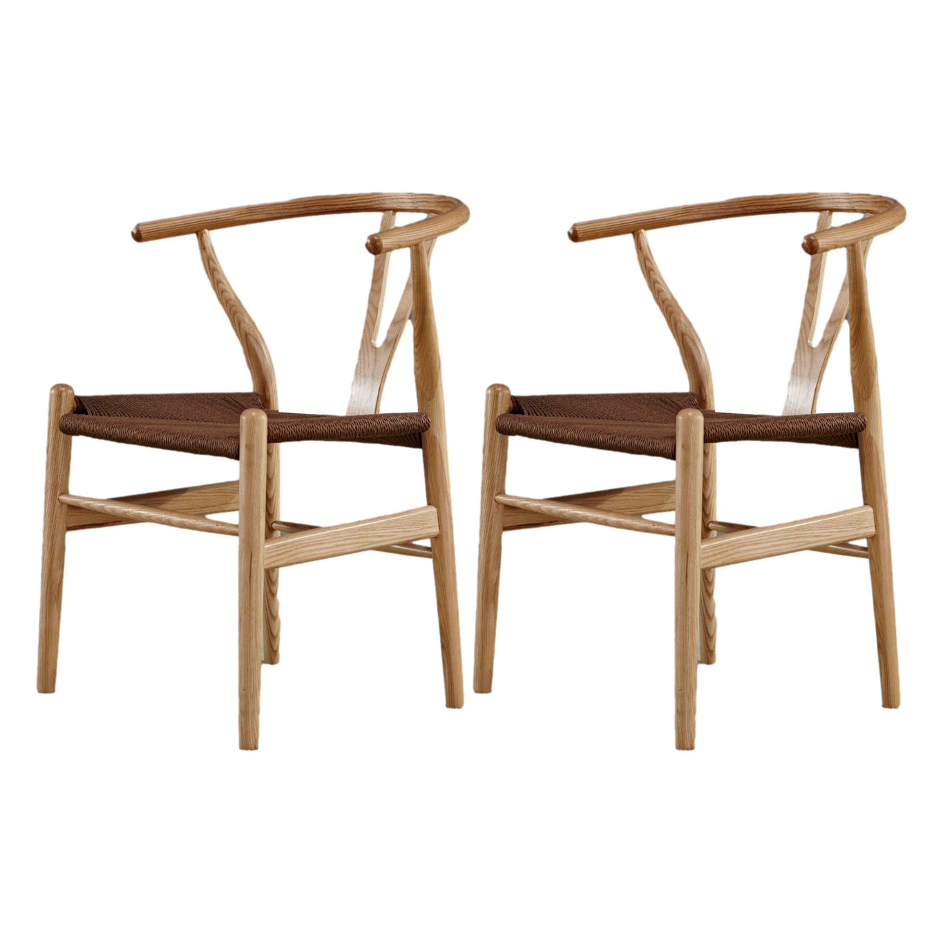 Contemporary Home Wood Arm Chair Natural Wishbone Dining Chair (Set of 2) Natural Wood Khaki Clearhalo ' kitchen&dining_furn' 'Dining Chairs' 'Dining Tables & Seating' 'dining_chair' 'furn' 'furn_dining_chair' 'Furniture' 'furniture_dining_chair' 'Kitchen & Dining Furniture' 'kitchen' 4343291
