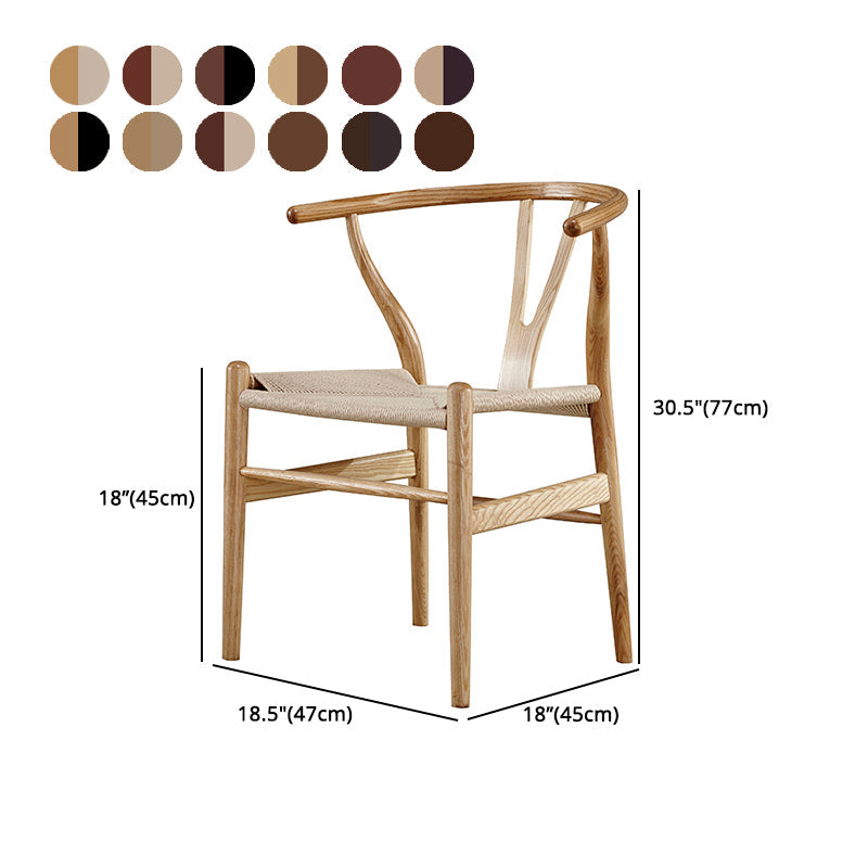 Contemporary Home Wood Arm Chair Natural Wishbone Dining Chair (Set of 2) Clearhalo ' kitchen&dining_furn' 'Dining Chairs' 'Dining Tables & Seating' 'dining_chair' 'furn' 'furn_dining_chair' 'Furniture' 'furniture_dining_chair' 'Kitchen & Dining Furniture' 'kitchen' 4343292