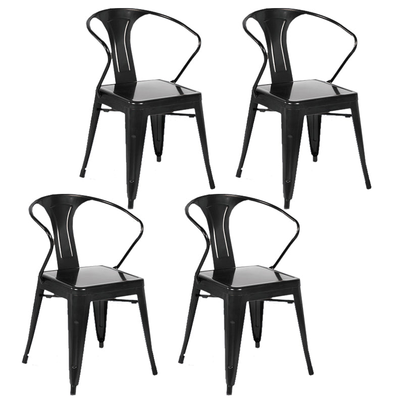 Industrial Dining Arm Chairs Stackable Armchair with Metal Legs (Set of 4) Black Clearhalo ' kitchen&dining_furn' 'Dining Chairs' 'Dining Tables & Seating' 'dining_chair' 'furn' 'furn_dining_chair' 'Furniture' 'furniture_dining_chair' 'Kitchen & Dining Furniture' 'kitchen' 4343294