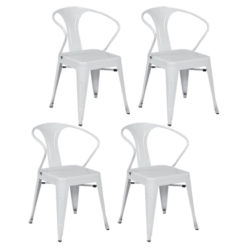 Industrial Dining Arm Chairs Stackable Armchair with Metal Legs (Set of 4) White Clearhalo ' kitchen&dining_furn' 'Dining Chairs' 'Dining Tables & Seating' 'dining_chair' 'furn' 'furn_dining_chair' 'Furniture' 'furniture_dining_chair' 'Kitchen & Dining Furniture' 'kitchen' 4343295