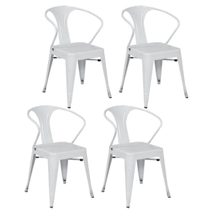 Industrial Dining Arm Chairs Stackable Armchair with Metal Legs (Set of 4) White Clearhalo ' kitchen&dining_furn' 'Dining Chairs' 'Dining Tables & Seating' 'dining_chair' 'furn' 'furn_dining_chair' 'Furniture' 'furniture_dining_chair' 'Kitchen & Dining Furniture' 'kitchen' 4343295
