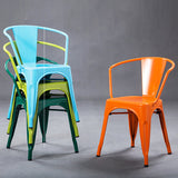 Industrial Dining Arm Chairs Stackable Armchair with Metal Legs (Set of 4) Clearhalo ' kitchen&dining_furn' 'Dining Chairs' 'Dining Tables & Seating' 'dining_chair' 'furn' 'furn_dining_chair' 'Furniture' 'furniture_dining_chair' 'Kitchen & Dining Furniture' 'kitchen' 4343296