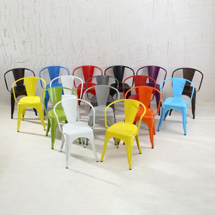 Industrial Dining Arm Chairs Stackable Armchair with Metal Legs (Set of 4) Clearhalo ' kitchen&dining_furn' 'Dining Chairs' 'Dining Tables & Seating' 'dining_chair' 'furn' 'furn_dining_chair' 'Furniture' 'furniture_dining_chair' 'Kitchen & Dining Furniture' 'kitchen' 4343297