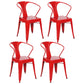 Industrial Dining Arm Chairs Stackable Armchair with Metal Legs (Set of 4) Red Clearhalo ' kitchen&dining_furn' 'Dining Chairs' 'Dining Tables & Seating' 'dining_chair' 'furn' 'furn_dining_chair' 'Furniture' 'furniture_dining_chair' 'Kitchen & Dining Furniture' 'kitchen' 4343298