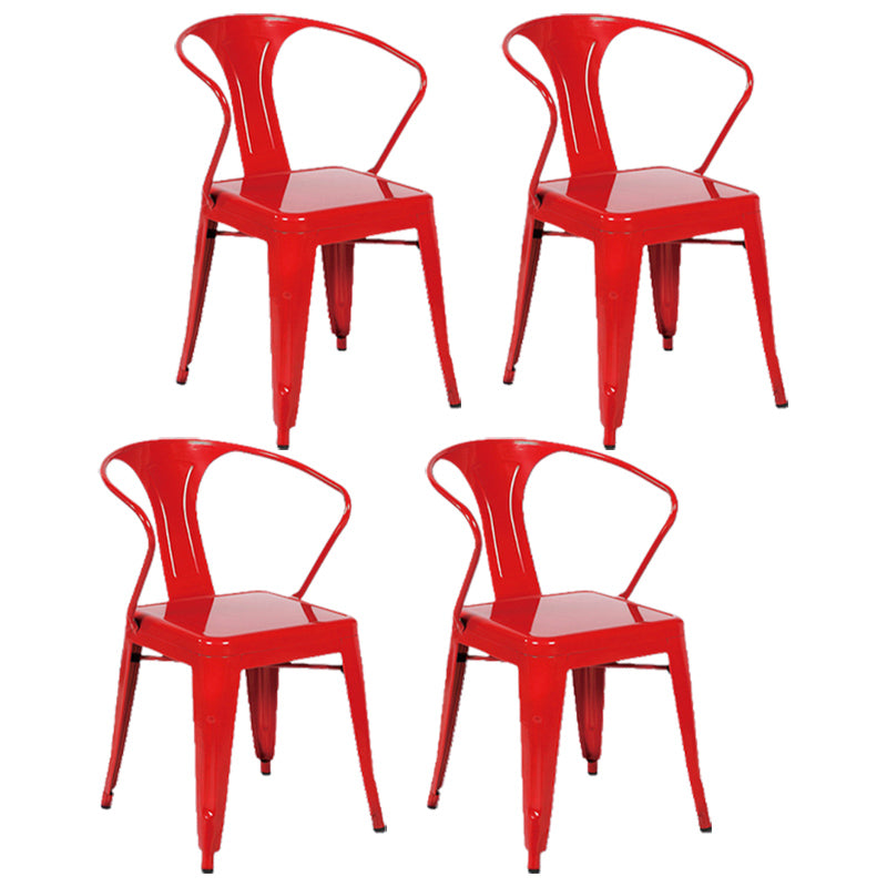 Industrial Dining Arm Chairs Stackable Armchair with Metal Legs (Set of 4) Red Clearhalo ' kitchen&dining_furn' 'Dining Chairs' 'Dining Tables & Seating' 'dining_chair' 'furn' 'furn_dining_chair' 'Furniture' 'furniture_dining_chair' 'Kitchen & Dining Furniture' 'kitchen' 4343298