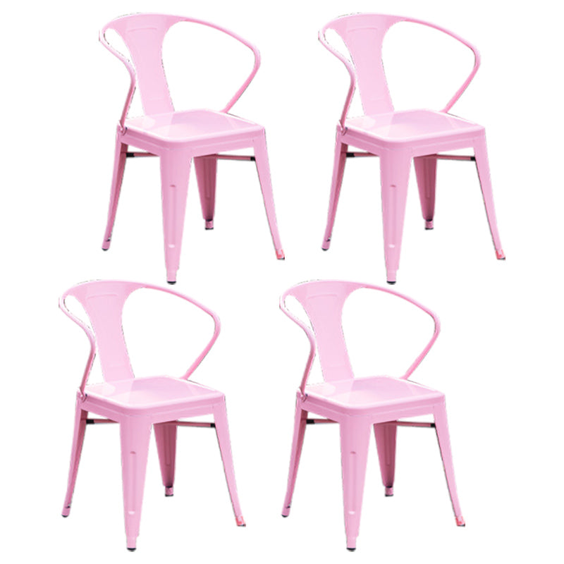 Industrial Dining Arm Chairs Stackable Armchair with Metal Legs (Set of 4) Pink Clearhalo ' kitchen&dining_furn' 'Dining Chairs' 'Dining Tables & Seating' 'dining_chair' 'furn' 'furn_dining_chair' 'Furniture' 'furniture_dining_chair' 'Kitchen & Dining Furniture' 'kitchen' 4343299