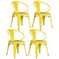Industrial Dining Arm Chairs Stackable Armchair with Metal Legs (Set of 4) Yellow Clearhalo ' kitchen&dining_furn' 'Dining Chairs' 'Dining Tables & Seating' 'dining_chair' 'furn' 'furn_dining_chair' 'Furniture' 'furniture_dining_chair' 'Kitchen & Dining Furniture' 'kitchen' 4343301