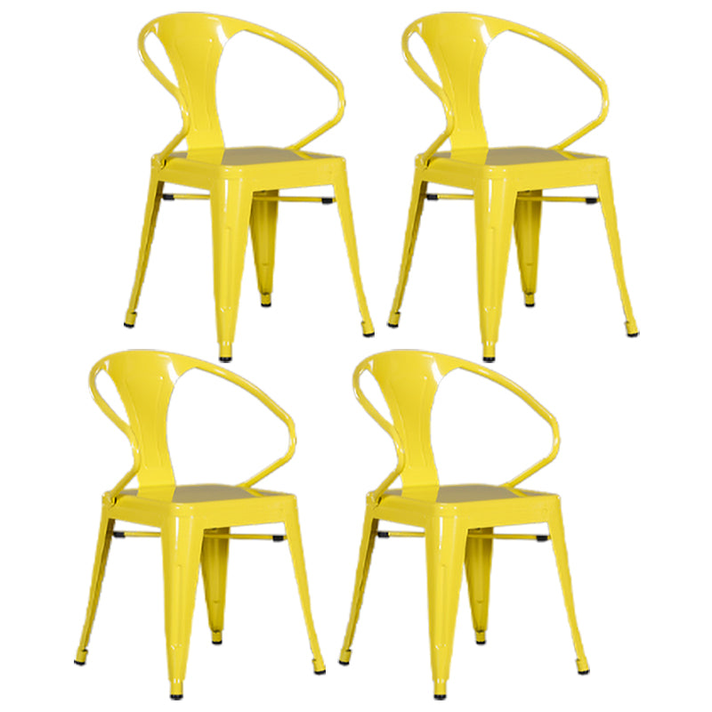 Industrial Dining Arm Chairs Stackable Armchair with Metal Legs (Set of 4) Yellow Clearhalo ' kitchen&dining_furn' 'Dining Chairs' 'Dining Tables & Seating' 'dining_chair' 'furn' 'furn_dining_chair' 'Furniture' 'furniture_dining_chair' 'Kitchen & Dining Furniture' 'kitchen' 4343301