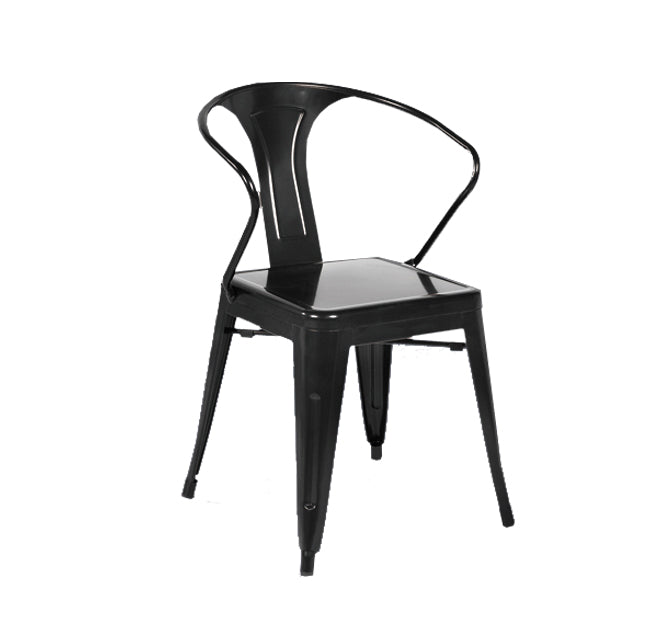 Industrial Dining Arm Chairs Stackable Armchair with Metal Legs (Set of 4) Clearhalo ' kitchen&dining_furn' 'Dining Chairs' 'Dining Tables & Seating' 'dining_chair' 'furn' 'furn_dining_chair' 'Furniture' 'furniture_dining_chair' 'Kitchen & Dining Furniture' 'kitchen' 4343302