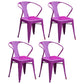 Industrial Dining Arm Chairs Stackable Armchair with Metal Legs (Set of 4) Purple Clearhalo ' kitchen&dining_furn' 'Dining Chairs' 'Dining Tables & Seating' 'dining_chair' 'furn' 'furn_dining_chair' 'Furniture' 'furniture_dining_chair' 'Kitchen & Dining Furniture' 'kitchen' 4343306