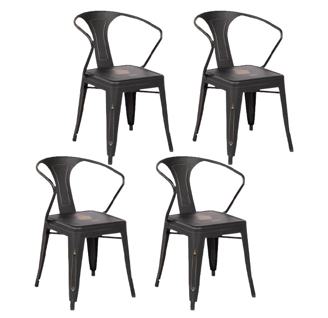 Industrial Dining Arm Chairs Stackable Armchair with Metal Legs (Set of 4) Antique Black Clearhalo ' kitchen&dining_furn' 'Dining Chairs' 'Dining Tables & Seating' 'dining_chair' 'furn' 'furn_dining_chair' 'Furniture' 'furniture_dining_chair' 'Kitchen & Dining Furniture' 'kitchen' 4343308