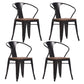 Industrial Dining Arm Chairs Stackable Armchair with Metal Legs (Set of 4) Gloss Black Clearhalo ' kitchen&dining_furn' 'Dining Chairs' 'Dining Tables & Seating' 'dining_chair' 'furn' 'furn_dining_chair' 'Furniture' 'furniture_dining_chair' 'Kitchen & Dining Furniture' 'kitchen' 4343309