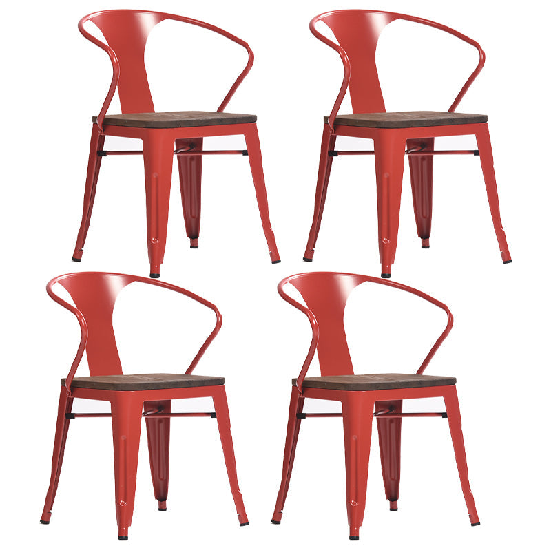 Industrial Dining Arm Chairs Stackable Armchair with Metal Legs (Set of 4) Dark Red Clearhalo ' kitchen&dining_furn' 'Dining Chairs' 'Dining Tables & Seating' 'dining_chair' 'furn' 'furn_dining_chair' 'Furniture' 'furniture_dining_chair' 'Kitchen & Dining Furniture' 'kitchen' 4343311