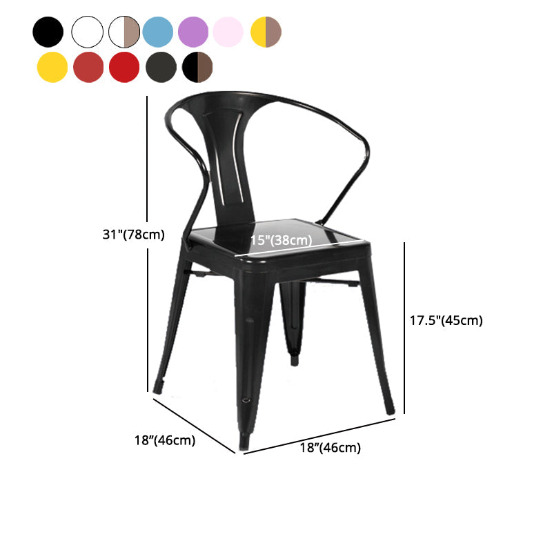 Industrial Dining Arm Chairs Stackable Armchair with Metal Legs (Set of 4) Clearhalo ' kitchen&dining_furn' 'Dining Chairs' 'Dining Tables & Seating' 'dining_chair' 'furn' 'furn_dining_chair' 'Furniture' 'furniture_dining_chair' 'Kitchen & Dining Furniture' 'kitchen' 4343313