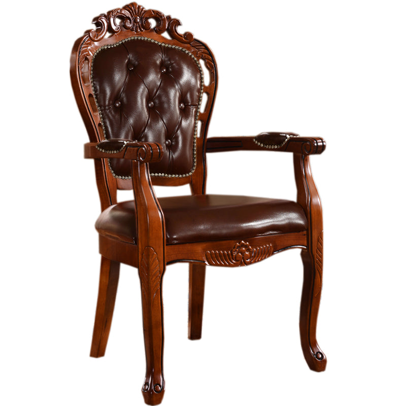 Upholstered Victorian Dining Armchairs Tufted Arm Chairs with Wood Legs (Set of 2) Clearhalo ' kitchen&dining_furn' 'Dining Chairs' 'Dining Tables & Seating' 'dining_chair' 'furn' 'furn_dining_chair' 'Furniture' 'furniture_dining_chair' 'Kitchen & Dining Furniture' 'kitchen' 4343320