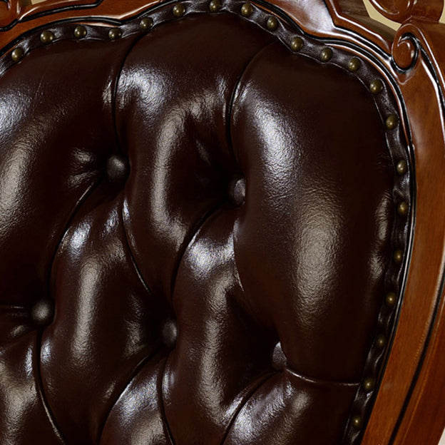 Upholstered Victorian Dining Armchairs Tufted Arm Chairs with Wood Legs (Set of 2) Clearhalo ' kitchen&dining_furn' 'Dining Chairs' 'Dining Tables & Seating' 'dining_chair' 'furn' 'furn_dining_chair' 'Furniture' 'furniture_dining_chair' 'Kitchen & Dining Furniture' 'kitchen' 4343323