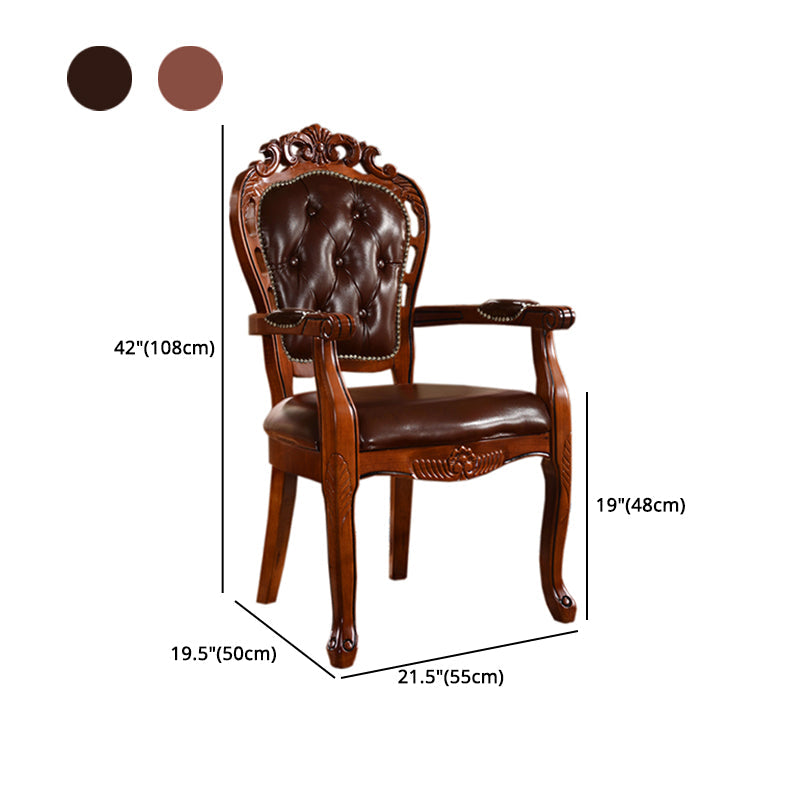 Upholstered Victorian Dining Armchairs Tufted Arm Chairs with Wood Legs (Set of 2) Clearhalo ' kitchen&dining_furn' 'Dining Chairs' 'Dining Tables & Seating' 'dining_chair' 'furn' 'furn_dining_chair' 'Furniture' 'furniture_dining_chair' 'Kitchen & Dining Furniture' 'kitchen' 4343325