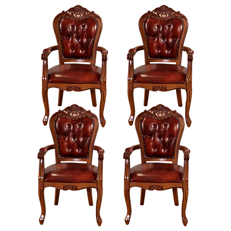 Scandinavian Style Ash Wood Chair Set Kitchen Open Back Dining Arm Chairs Red 4 Piece Set Clearhalo ' kitchen&dining_furn' 'Dining Chairs' 'Dining Tables & Seating' 'dining_chair' 'furn' 'furn_dining_chair' 'Furniture' 'furniture_dining_chair' 'Kitchen & Dining Furniture' 'kitchen' 4343330