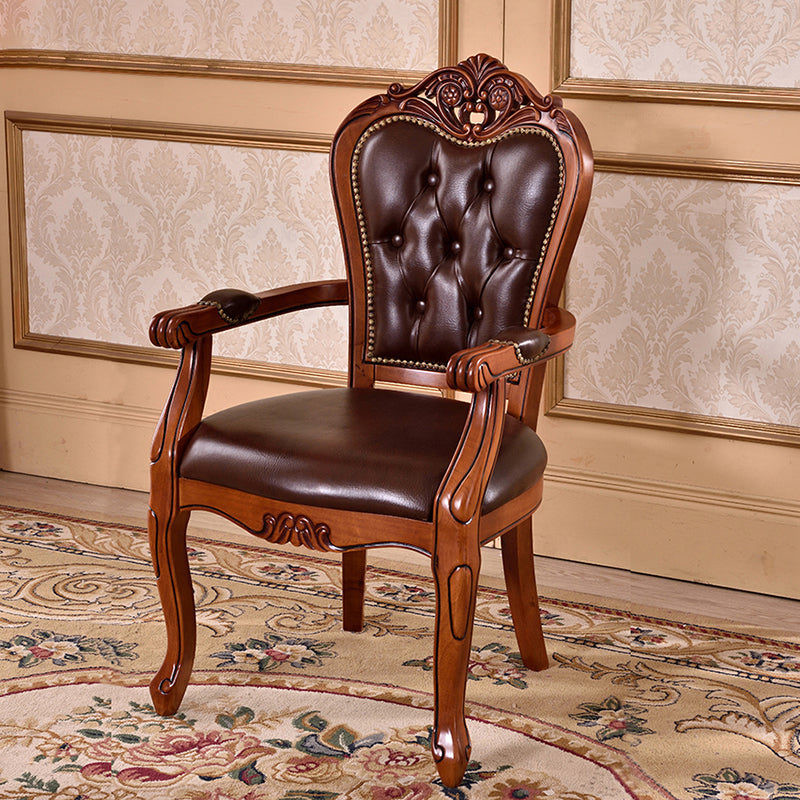 Scandinavian Style Ash Wood Chair Set Kitchen Open Back Dining Arm Chairs Dark Brown 1 Piece Clearhalo ' kitchen&dining_furn' 'Dining Chairs' 'Dining Tables & Seating' 'dining_chair' 'furn' 'furn_dining_chair' 'Furniture' 'furniture_dining_chair' 'Kitchen & Dining Furniture' 'kitchen' 4343342