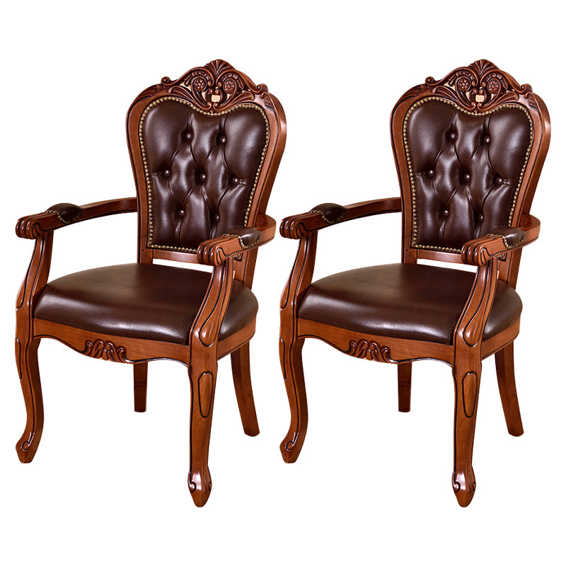 Scandinavian Style Ash Wood Chair Set Kitchen Open Back Dining Arm Chairs Dark Brown 2 Piece Set Clearhalo ' kitchen&dining_furn' 'Dining Chairs' 'Dining Tables & Seating' 'dining_chair' 'furn' 'furn_dining_chair' 'Furniture' 'furniture_dining_chair' 'Kitchen & Dining Furniture' 'kitchen' 4343344
