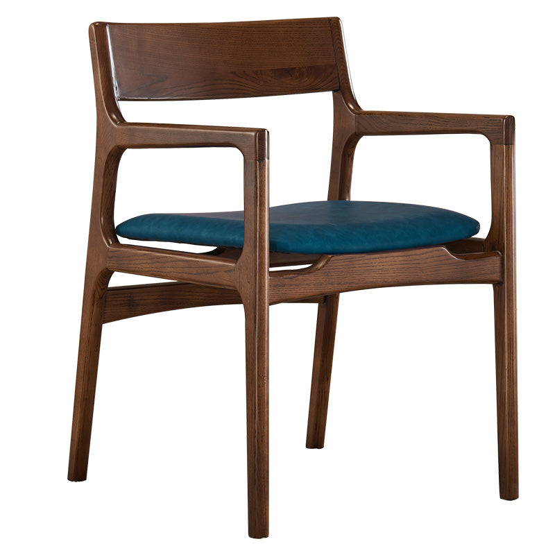 Traditional Style Ash Wood Chair Kitchen Dining Room Open Back Arm Chairs Blue 1 Piece Clearhalo ' kitchen&dining_furn' 'Dining Chairs' 'Dining Tables & Seating' 'dining_chair' 'furn' 'furn_dining_chair' 'Furniture' 'furniture_dining_chair' 'Kitchen & Dining Furniture' 'kitchen' 4343357