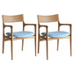Traditional Style Ash Wood Chair Kitchen Dining Room Open Back Arm Chairs Light Blue 2 Piece Set Clearhalo ' kitchen&dining_furn' 'Dining Chairs' 'Dining Tables & Seating' 'dining_chair' 'furn' 'furn_dining_chair' 'Furniture' 'furniture_dining_chair' 'Kitchen & Dining Furniture' 'kitchen' 4343366