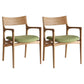 Traditional Style Ash Wood Chair Kitchen Dining Room Open Back Arm Chairs Light Green 2 Piece Set Clearhalo ' kitchen&dining_furn' 'Dining Chairs' 'Dining Tables & Seating' 'dining_chair' 'furn' 'furn_dining_chair' 'Furniture' 'furniture_dining_chair' 'Kitchen & Dining Furniture' 'kitchen' 4343370