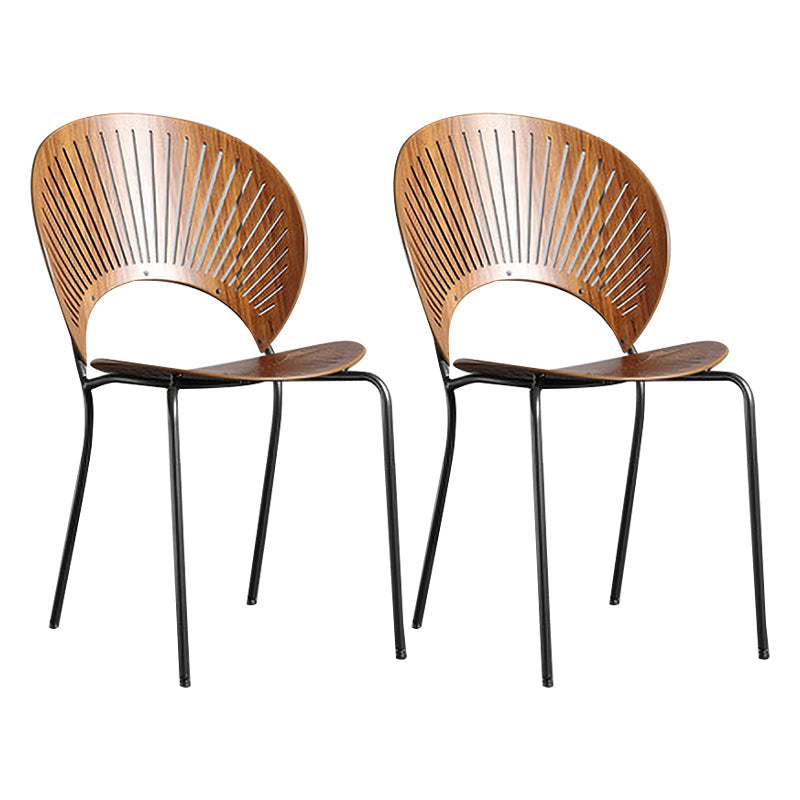 Industrial Style Metal Chairs Dining Room Open Back Side Chair (Set of 2) Brown Clearhalo ' kitchen&dining_furn' 'Dining Chairs' 'Dining Tables & Seating' 'dining_chair' 'furn' 'furn_dining_chair' 'Furniture' 'furniture_dining_chair' 'Kitchen & Dining Furniture' 'kitchen' 4343375