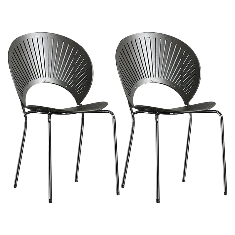 Industrial Style Metal Chairs Dining Room Open Back Side Chair (Set of 2) Gloss Black Clearhalo ' kitchen&dining_furn' 'Dining Chairs' 'Dining Tables & Seating' 'dining_chair' 'furn' 'furn_dining_chair' 'Furniture' 'furniture_dining_chair' 'Kitchen & Dining Furniture' 'kitchen' 4343379