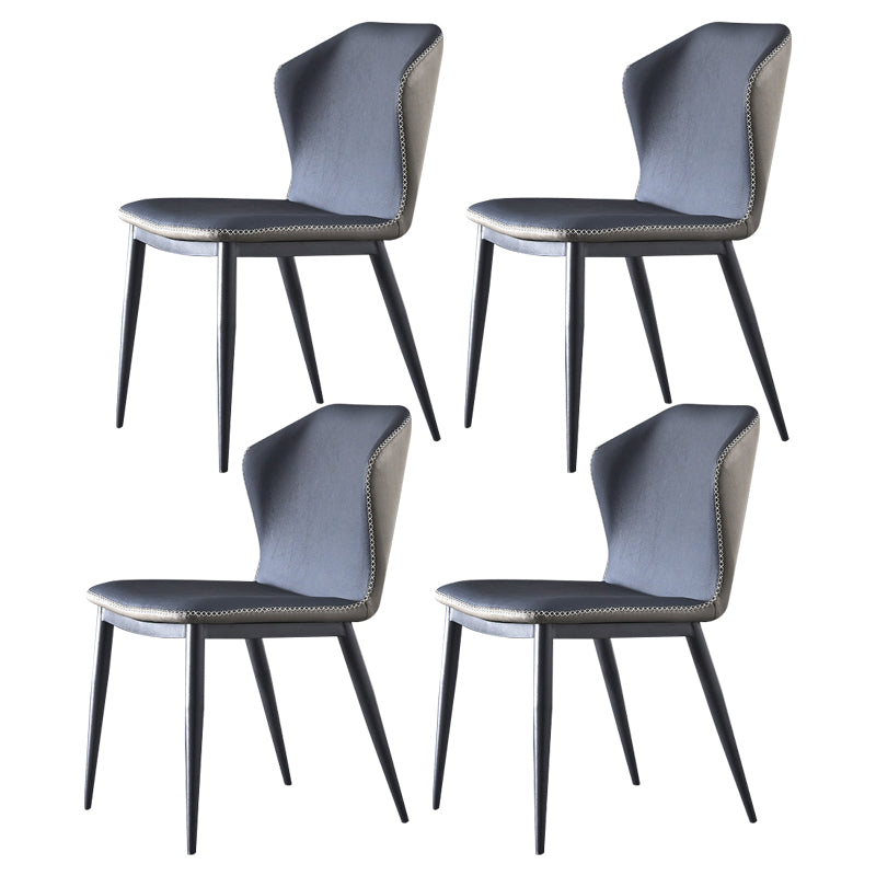 Industrial Style Wingback Chair Leather Dining Armless Side Chairs (Set of 4) Blue-Gray Clearhalo ' kitchen&dining_furn' 'Dining Chairs' 'Dining Tables & Seating' 'dining_chair' 'furn' 'furn_dining_chair' 'Furniture' 'furniture_dining_chair' 'Kitchen & Dining Furniture' 'kitchen' 4343389