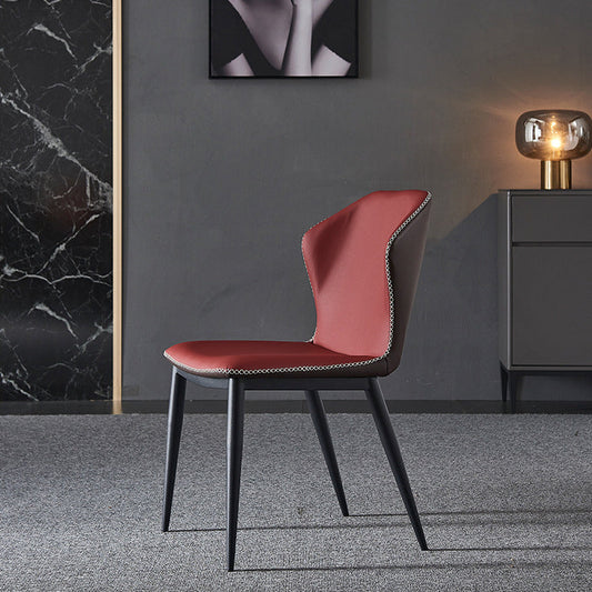 Industrial Style Wingback Chair Leather Dining Armless Side Chairs (Set of 4) Clearhalo ' kitchen&dining_furn' 'Dining Chairs' 'Dining Tables & Seating' 'dining_chair' 'furn' 'furn_dining_chair' 'Furniture' 'furniture_dining_chair' 'Kitchen & Dining Furniture' 'kitchen' 4343393