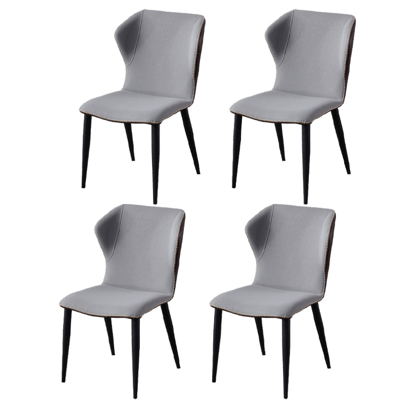 Industrial Style Wingback Chair Leather Dining Armless Side Chairs (Set of 4) Cream Gray Clearhalo ' kitchen&dining_furn' 'Dining Chairs' 'Dining Tables & Seating' 'dining_chair' 'furn' 'furn_dining_chair' 'Furniture' 'furniture_dining_chair' 'Kitchen & Dining Furniture' 'kitchen' 4343394