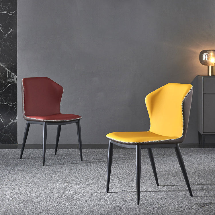 Industrial Style Wingback Chair Leather Dining Armless Side Chairs (Set of 4) Clearhalo ' kitchen&dining_furn' 'Dining Chairs' 'Dining Tables & Seating' 'dining_chair' 'furn' 'furn_dining_chair' 'Furniture' 'furniture_dining_chair' 'Kitchen & Dining Furniture' 'kitchen' 4343404