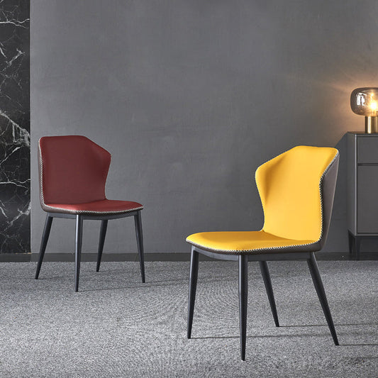 Industrial Style Wingback Chair Leather Dining Armless Side Chairs (Set of 4) Clearhalo ' kitchen&dining_furn' 'Dining Chairs' 'Dining Tables & Seating' 'dining_chair' 'furn' 'furn_dining_chair' 'Furniture' 'furniture_dining_chair' 'Kitchen & Dining Furniture' 'kitchen' 4343404