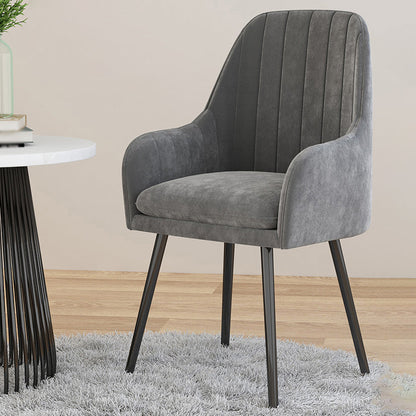 Scandinavian Style Upholstered Arm Dining Chair Solid Back Single Dining Chair for Home Grey Black Clearhalo ' kitchen&dining_furn' 'Dining Chairs' 'Dining Tables & Seating' 'dining_chair' 'furn' 'furn_dining_chair' 'Furniture' 'furniture_dining_chair' 'Kitchen & Dining Furniture' 'kitchen' 4343408