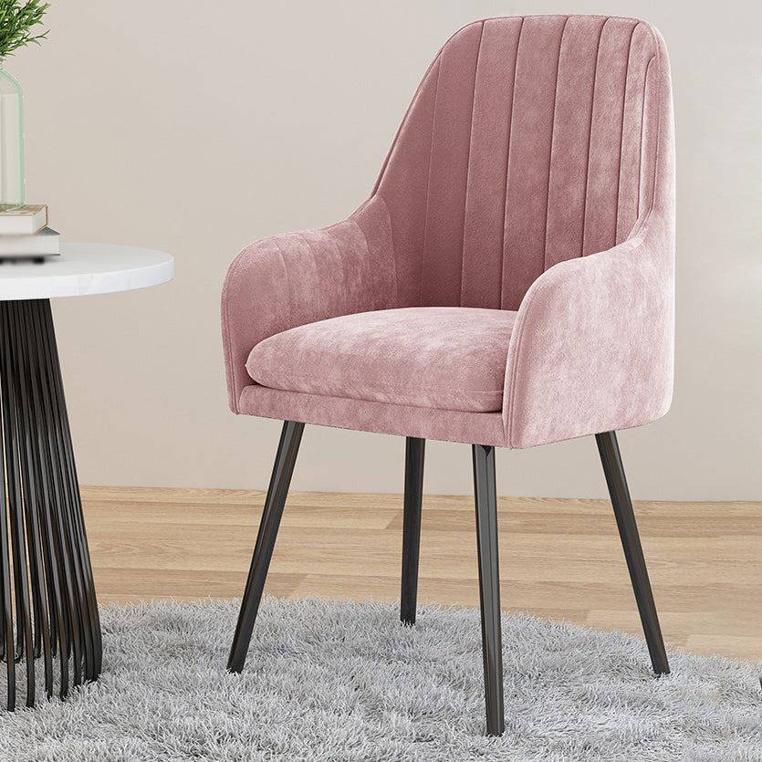 Scandinavian Style Upholstered Arm Dining Chair Solid Back Single Dining Chair for Home Pink Black Clearhalo ' kitchen&dining_furn' 'Dining Chairs' 'Dining Tables & Seating' 'dining_chair' 'furn' 'furn_dining_chair' 'Furniture' 'furniture_dining_chair' 'Kitchen & Dining Furniture' 'kitchen' 4343412