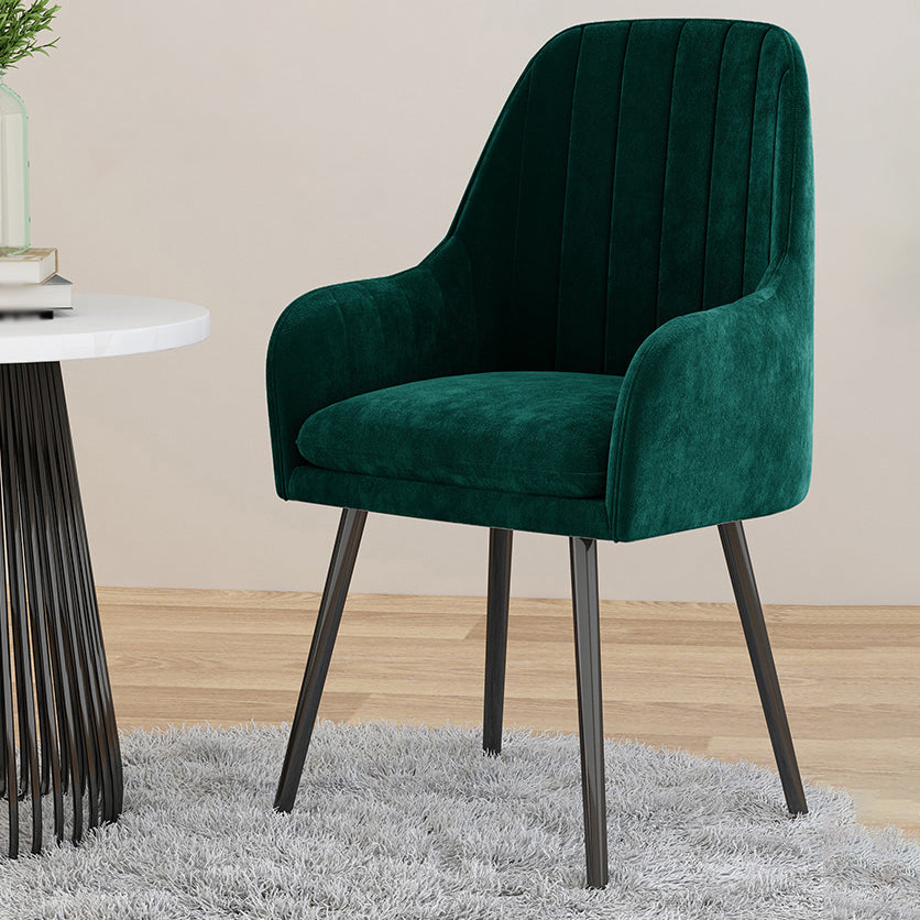 Scandinavian Style Upholstered Arm Dining Chair Solid Back Single Dining Chair for Home Green Black Clearhalo ' kitchen&dining_furn' 'Dining Chairs' 'Dining Tables & Seating' 'dining_chair' 'furn' 'furn_dining_chair' 'Furniture' 'furniture_dining_chair' 'Kitchen & Dining Furniture' 'kitchen' 4343413