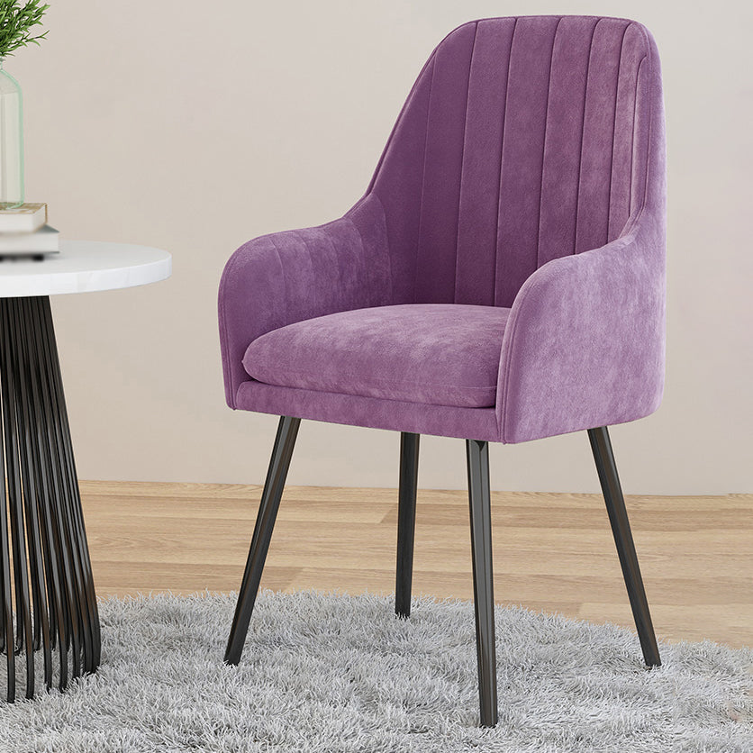 Scandinavian Style Upholstered Arm Dining Chair Solid Back Single Dining Chair for Home Purple Black Clearhalo ' kitchen&dining_furn' 'Dining Chairs' 'Dining Tables & Seating' 'dining_chair' 'furn' 'furn_dining_chair' 'Furniture' 'furniture_dining_chair' 'Kitchen & Dining Furniture' 'kitchen' 4343416