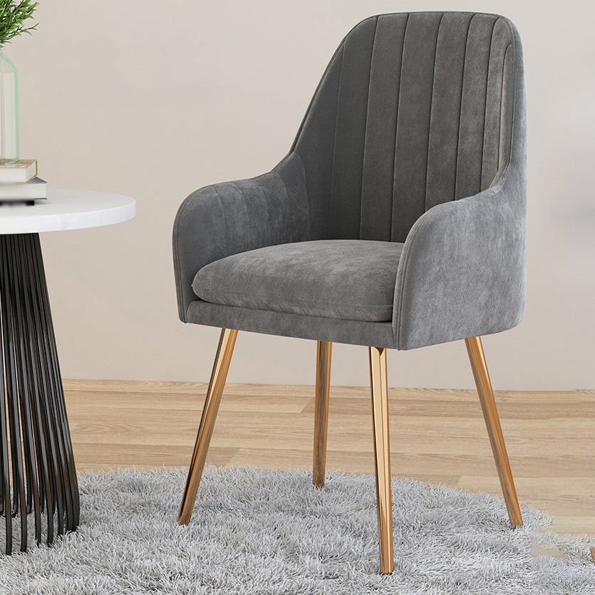 Scandinavian Style Upholstered Arm Dining Chair Solid Back Single Dining Chair for Home Grey Brass Gold Clearhalo ' kitchen&dining_furn' 'Dining Chairs' 'Dining Tables & Seating' 'dining_chair' 'furn' 'furn_dining_chair' 'Furniture' 'furniture_dining_chair' 'Kitchen & Dining Furniture' 'kitchen' 4343420