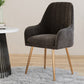 Scandinavian Style Upholstered Arm Dining Chair Solid Back Single Dining Chair for Home Dark Gray Brass Gold Clearhalo ' kitchen&dining_furn' 'Dining Chairs' 'Dining Tables & Seating' 'dining_chair' 'furn' 'furn_dining_chair' 'Furniture' 'furniture_dining_chair' 'Kitchen & Dining Furniture' 'kitchen' 4343422