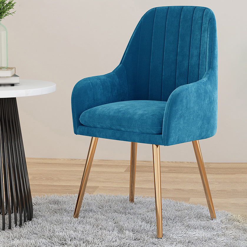 Scandinavian Style Upholstered Arm Dining Chair Solid Back Single Dining Chair for Home Blue Brass Gold Clearhalo ' kitchen&dining_furn' 'Dining Chairs' 'Dining Tables & Seating' 'dining_chair' 'furn' 'furn_dining_chair' 'Furniture' 'furniture_dining_chair' 'Kitchen & Dining Furniture' 'kitchen' 4343427