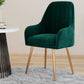 Scandinavian Style Upholstered Arm Dining Chair Solid Back Single Dining Chair for Home Green Brass Gold Clearhalo ' kitchen&dining_furn' 'Dining Chairs' 'Dining Tables & Seating' 'dining_chair' 'furn' 'furn_dining_chair' 'Furniture' 'furniture_dining_chair' 'Kitchen & Dining Furniture' 'kitchen' 4343428