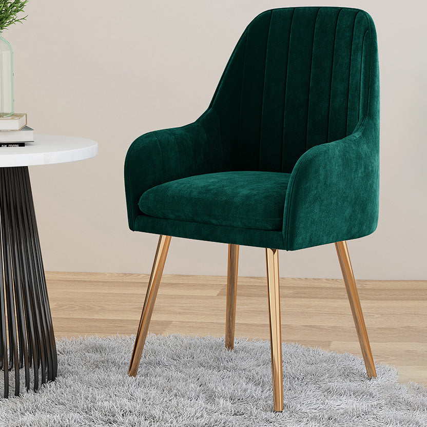 Scandinavian Style Upholstered Arm Dining Chair Solid Back Single Dining Chair for Home Green Brass Gold Clearhalo ' kitchen&dining_furn' 'Dining Chairs' 'Dining Tables & Seating' 'dining_chair' 'furn' 'furn_dining_chair' 'Furniture' 'furniture_dining_chair' 'Kitchen & Dining Furniture' 'kitchen' 4343428