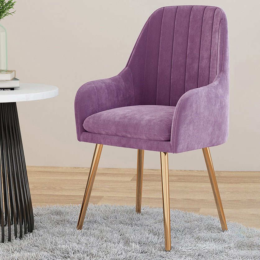 Scandinavian Style Upholstered Arm Dining Chair Solid Back Single Dining Chair for Home Purple Brass Gold Clearhalo ' kitchen&dining_furn' 'Dining Chairs' 'Dining Tables & Seating' 'dining_chair' 'furn' 'furn_dining_chair' 'Furniture' 'furniture_dining_chair' 'Kitchen & Dining Furniture' 'kitchen' 4343429
