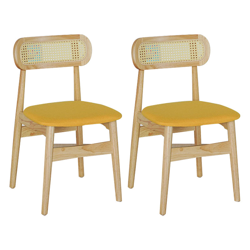 Traditional Style Wood Dining Chair Kitchen Open Back Armless Dining Side Chair (Set of 2) Yellow Clearhalo ' kitchen&dining_furn' 'Dining Chairs' 'Dining Tables & Seating' 'dining_chair' 'furn' 'furn_dining_chair' 'Furniture' 'furniture_dining_chair' 'Kitchen & Dining Furniture' 'kitchen' 4343434