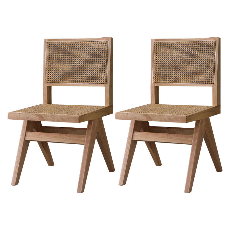 Traditional Wood Dining Side Chair Armless Cane Back Dining Chair (Set of 2) Wood Clearhalo ' kitchen&dining_furn' 'Dining Chairs' 'Dining Tables & Seating' 'dining_chair' 'furn' 'furn_dining_chair' 'Furniture' 'furniture_dining_chair' 'Kitchen & Dining Furniture' 'kitchen' 4343446